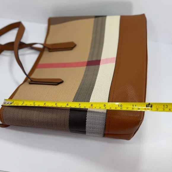 2 piece tote bags!  Stylish Tan and Pink Checkered - Picture 7 of 11